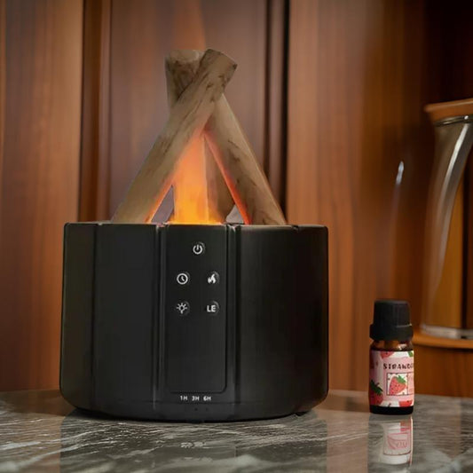 Simulated Flame Aroma Diffuser Bonfire Air Humidifier Ultrasonic Cool Mist Maker Fogger LED Essential Oil Lamp Difusor